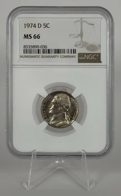1974-D Jefferson Nickel 5c NGC MS66 DDO DDR Die Clash Tilted Rim Brilliant UNC - Image 1 of 4