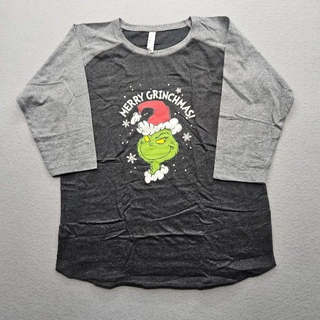 Camiseta City Threads Youth XL Gris Carbón Manga Raglán Feliz Navidad Foto 1 de 4