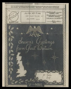 POSTAL HISTORY - ILLUSTRATED V-MAIL (SMA;LL INSERT) & ENVELOPE #3 - Picture 1 of 2