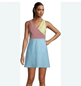 Lands End Badeanzugkleid neu ohne Etikett gelb blau rot gefüttert Gr. 14 - Bild 1 von 9