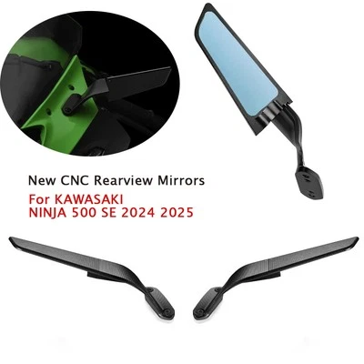 New CNC Rearview Mirrors Adjustable For KAWASAKI NINJA 500 SE 2024 2025 Black - Image 1 of 4