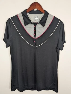 Camisa polo Callaway para mujer grande negra gris Opti Dri Golf Performance Top Foto 1 de 4