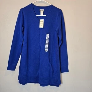 Pull tunique col V Duluth décontracté neuf avec étiquette femme extra petit bleu - Photo 1/9