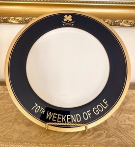 PICKARD China Palace Royale Cobalt Blue Charger Plate Golf Shamrock Leaf Gift - Picture 1 of 8