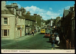 Newton Stewart Victoria Street Central Bar Post Office Scotland Postcard - Picture 1 of 2