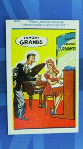 Freche Comic Postkarte 1940er große Brüste Klavierspieler Anspielungen bevorzugen gut aufrecht - Bild 1 von 2