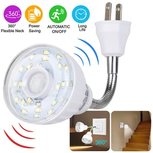 LED Motion-Activated Sensor Night Light AC Outlet Plug-In Wall Stair Lamp Indoor - Picture 1 of 11