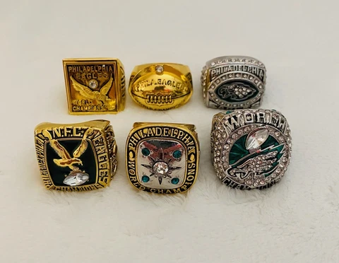 6 PCS Philadelphia Eagles Classic NFL Championship Ring SET, USA Ship Cover