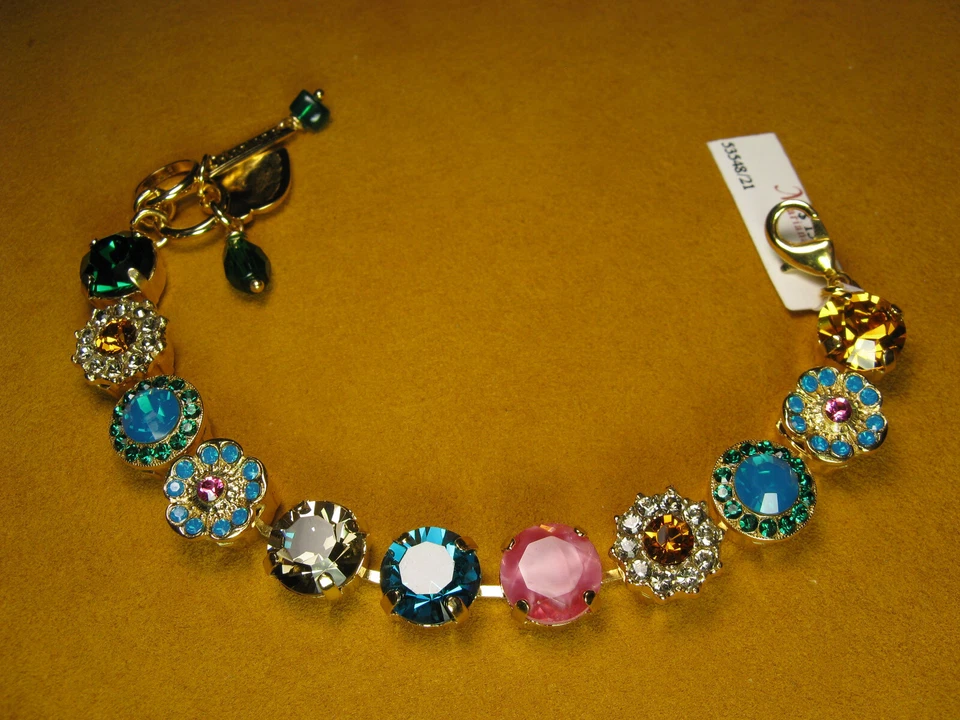 БРАСЛЕТ MARIANA SWAROVSKI МНОГОЦВЕТНАЯ МОЗАИКА желтое золото PL подарок на Рождество - Изображение 1 из 3