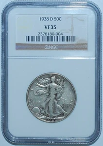 1938 D NGC VF35 Walking Liberty Half Dollar - Picture 1 of 2