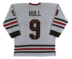 Bobby Hull "HOF 1983" Authentic Signed White Pro Style Jersey Autographed BAS - Picture 1 of 7