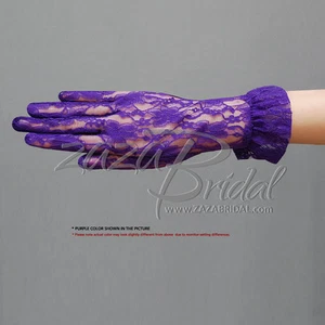 Guantes de encaje para mujer con patrón floral y longitud de muñeca con volantes, varios colores - Imagen 1 de 5