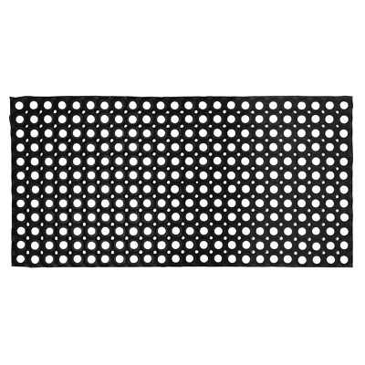 JVL Rondo Rubber Ring Heavy Duty Outdoor Large Door Mat, Black, 50 x 100 cm - Image 1 of 4
