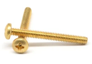 #8-32 x 2 1/2" Coarse Thread Machine Screw Phillips Pan Head Brass - Picture 1 of 1