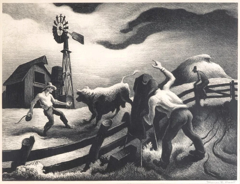 Photographing the Bull Thomas Hart Benton 1926 American Regionalism Farm Life - Image 1 of 2