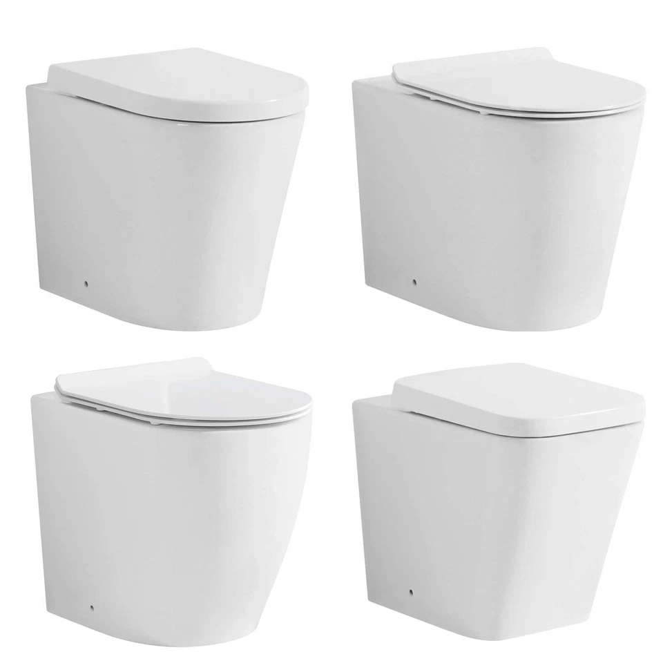 SORRENTO BATHROOMS Comfort Height Back to Wall BTW Toilet Pan & Soft Close WC Seat White Ceramic