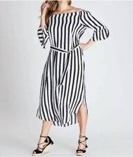 Crossroads Off The Shoulder Maxi Dress- Black & White Stripe Size 12 Post