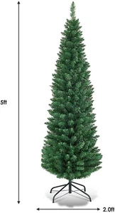 , Green Artificial Pencil Christmas, Premium Hinged Pine Tree with Solid Meta... - Picture 1 of 12