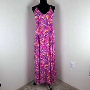 Nicole Miller New York pink multi color maxi dress sleeveless Size S