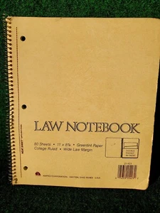 VTG Law Notebook Greentint Paper College Ruled 80sheets Ampad Corp Dayton OH USA - Picture 1 of 7
