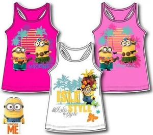 Girls kids vest Minions summer vest shirt sleeveless top - Picture 1 of 1