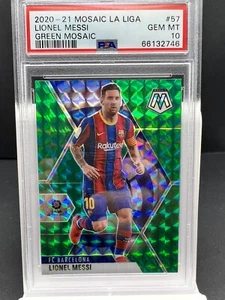 2020-21 Panini grünes Mosaik Prizm La Liga Fußball #57 Lionel Messi PSA 10 - Bild 1 von 2