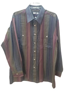 VTG Pierre Cardin Mens large Button Up Dress shirt Long Sleeve Shirt Striped - Picture 1 of 11