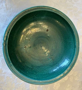 14 ZOLL ALTE ANTIKE CHINESISCHE GRÜNE GLASUR - KERAMIK SCHALE MIT FUSS - Bild 1 von 14