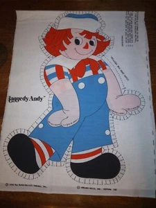 Vintage Raggedy Andy Bobbs-Merrill Stoff Panel Puppe Muster Schneiden & Nähen 21×10 - Bild 1 von 4