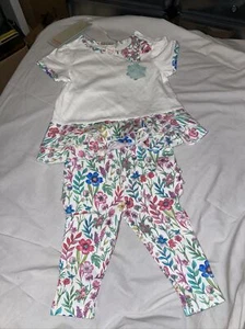 Monsoon Girls Ivory And Floral 2 Piece Top And Leggings Set 0-3 Months - Picture 1 of 6