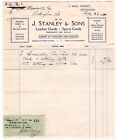 1930 Billhead, Kettering, Stanley & Sons, Saddlery & Leather Trunks, Gold Street