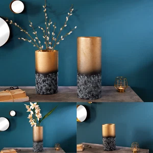Dekorative Vase ABSTRACT gold AUSWAHL Metall Patina handmade Blumenvase - Bild 1 von 24