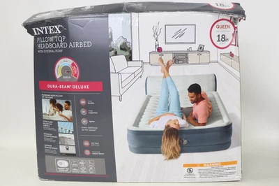 Colchón de aire Intex 18" con bomba eléctrica y cabecero - tamaño queen Foto 1 de 4