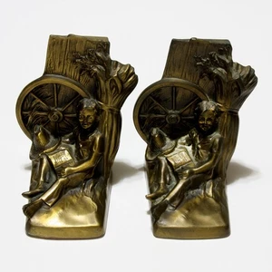 Bookends Farm Boy Reading Book Vintage 1940's Philadelphia Manufacturing Co. - Picture 1 of 5