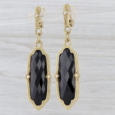 Judith Ripka 玻璃吊坠耳环 18k 黄金声明杠杆背 — 第 1/4 张图片