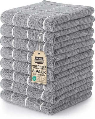 Paquete de 8 paños de lavado Utopia Towels, 12 por 12 pulgadas, altamente absorbentes y supe Foto 1 de 4