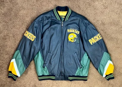 Green Bay Packers Leather NFL Jacket by G-III    Cow Leather BLACK LARGE - Imagem 1 de 4