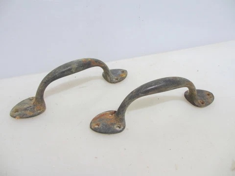 Vintage Brass Door Handles Shop Pulls Old Pub Antique Art Nouveau 7" Cover