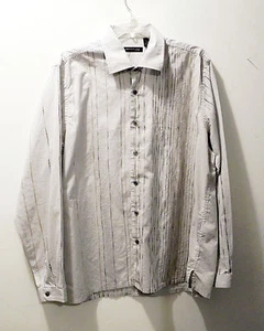 Camisa de vestir Kenneth Cole para hombre manga larga talla L bordada ¡100 % algodón! - Imagen 1 de 3