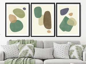 Set of 3 Prints - Earth tones wall art, Mid Century Modern art prints, abstract - Picture 1 of 5
