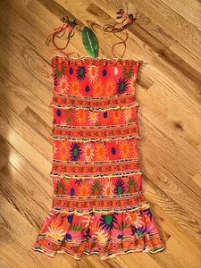 NWT $185.00 Farm Rio Summer Sun Coral Mini Dress sz L - Picture 1 of 4