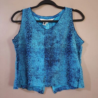 Top sin mangas Blue Sky Design para mujer talla S Jrs azul estampado de serpiente cremallera trasera Foto 1 de 4