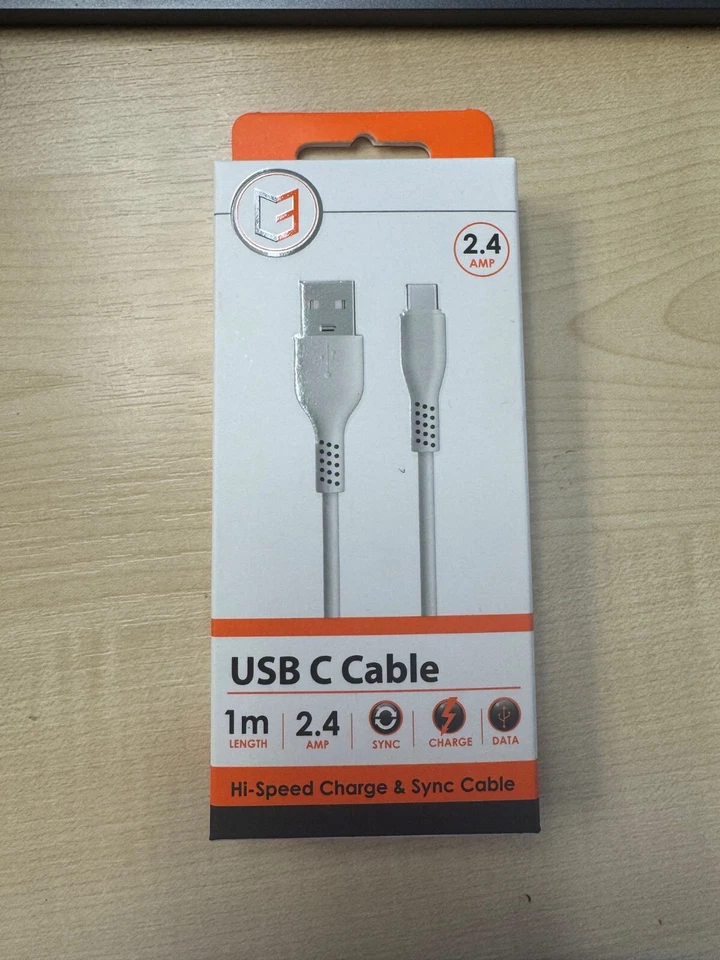 Vibe - C3 White  2.4AMP USB-C Cable 1M Fast Sync Date Charge Cable  - Free 🚚 - Image 1 of 1