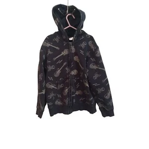 Gymboree Boys black guitar print hooded jacket - Picture 1 of 3