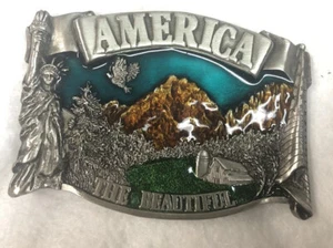 Bergamot Brass Works Enameled America The Beautiful Belt Buckle Made in USA - Picture 1 of 5
