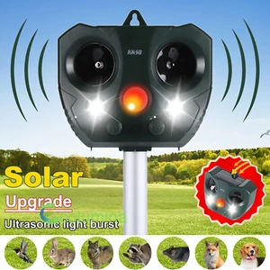 Solar Ultrasonic Animal Repellent W/ Motion Sensor,Sound &LED Deer Pest Repeller - Picture 1 of 16