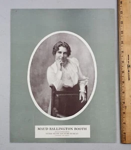Vintage Lecture Maud Ballington Booth Lecture Poster Salvation Army c. 1907 - Picture 1 of 2