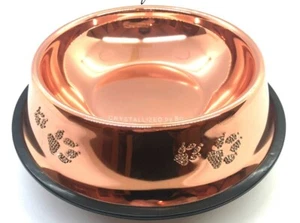 Bling Rose Gold AUSTRIAN CRYSTAL Dog Food Water Bowl Paw Prints Metallic Pet Pup - Picture 1 of 2
