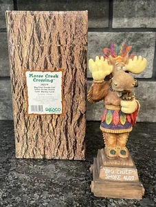 Enesco Moose Creek Crossing “Big Chief Smoke Alot” 1997 Musical Moose #282278 - Picture 1 of 7