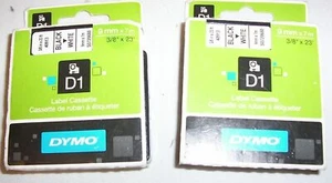 2 x Dymo D1 label cassette 40913 9mm x 7m (3/8" x 23') black on white - Picture 1 of 1
